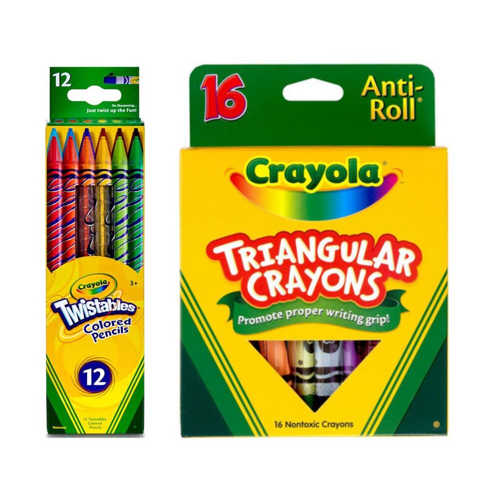 Crayola Art Bundle – 12 Twistables Colored Pencils & 16 Triangular Crayons